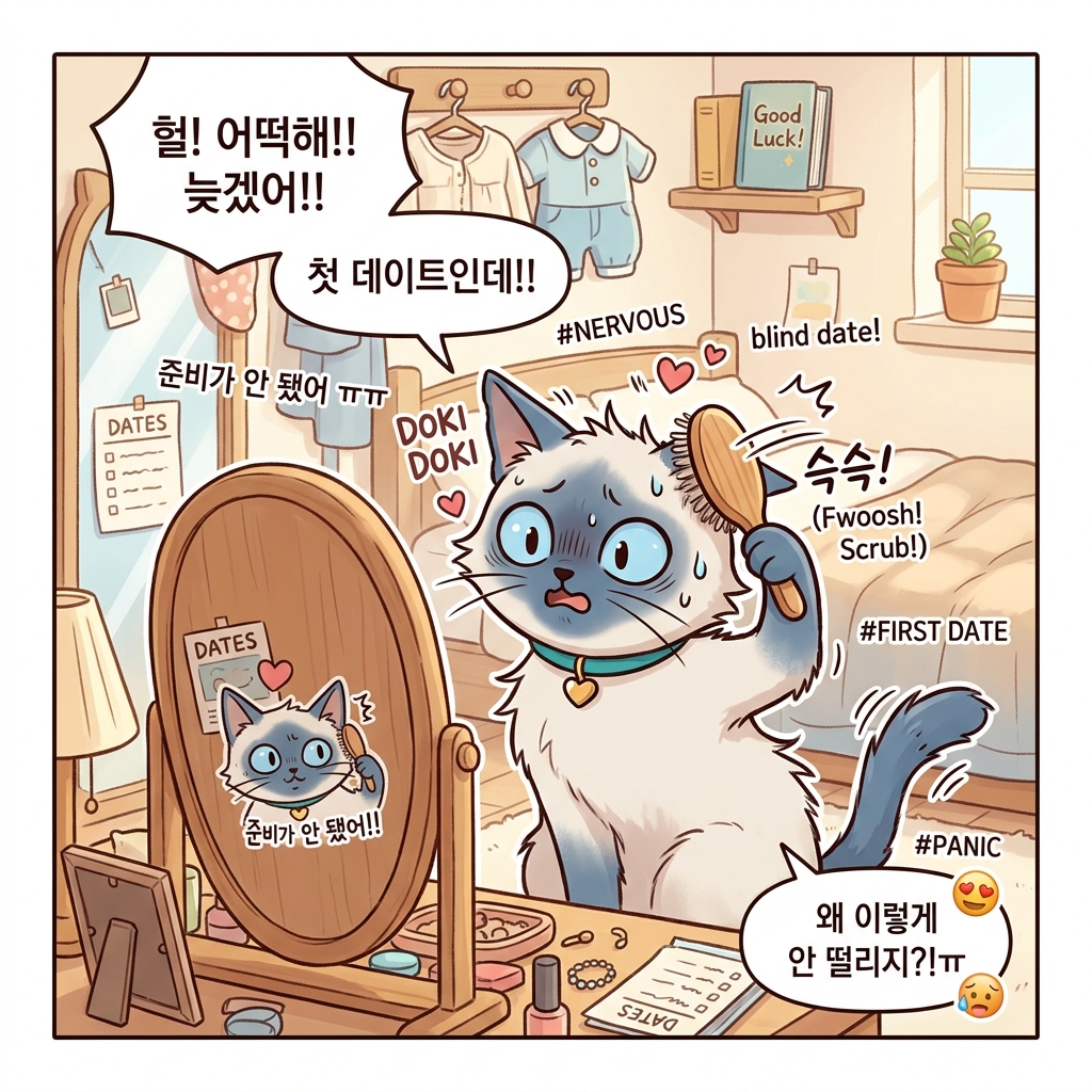 1컷: 소개팅 침묵 멘붕