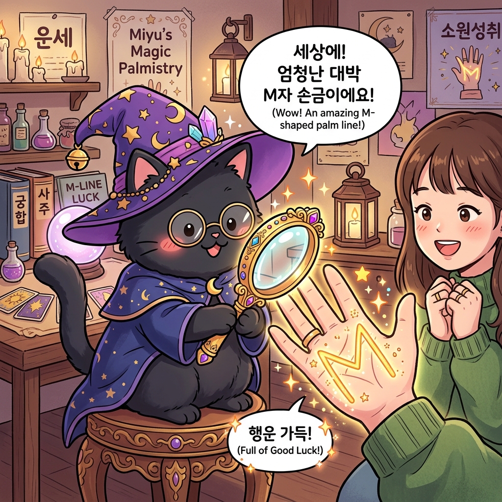 1컷: 돋보기로 M자 스캔